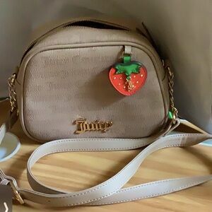 Juicy Couture Tan Crossbody Bag with Strawberry Charm 🍓 NWOT